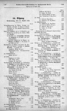 Sitzung 19, 14. April 1921