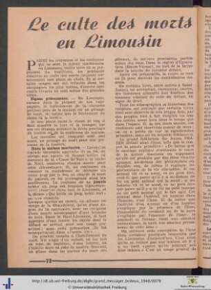 Le culte des morts en Limousin.
