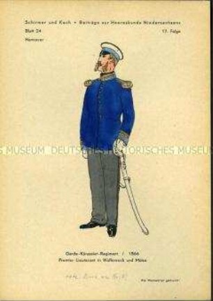 Uniformdarstellung, Premier-Leutnant des Garde-Kürassier-Regiments, Königreich Hannover, 1866.