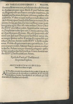 Argumentum In Epistolam secundam incipit.
