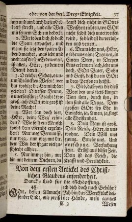 Von dem ersten Artickel das Chrislichen Glaubens insonderheit.