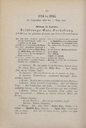 1894 bis 1895, 26. September 1894 bis 7. März 1895