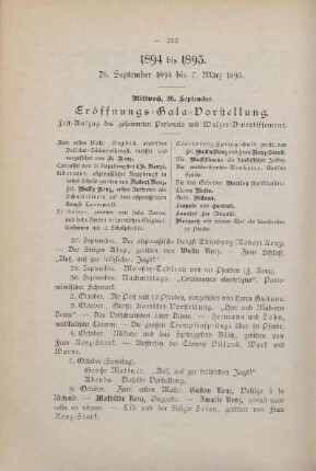 1894 bis 1895, 26. September 1894 bis 7. März 1895