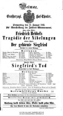 Tragödie der Nibelungen Erster Theil: Der gehörnte Siegfried