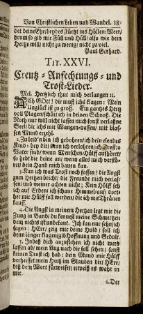 Tit. XXVI. Creutz-Anfechtungs- und Trost-Lieder.