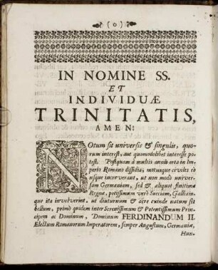 In Nomine SS. Et Individuae Trinitatis, Amen