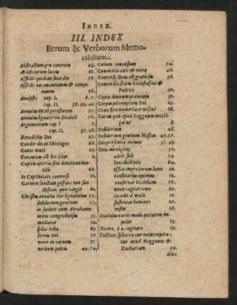 III. Index Rerum & Verborum