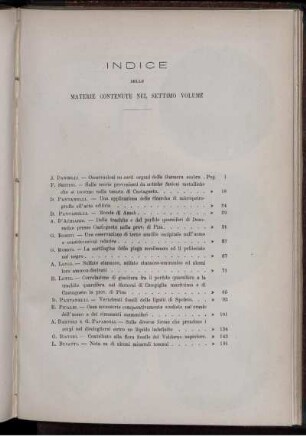 Indice Delle Materie Contenute Nel Settimo Volume