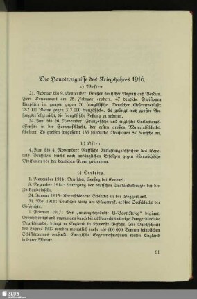 Die Hauptereignisse des Kriegsjahres 1916