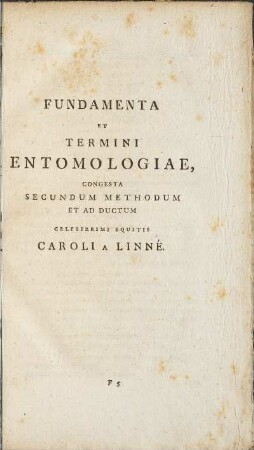 Fundamenta Et Termini Entomologiae, ...