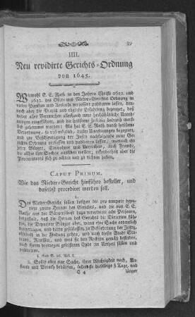 IIII. Neu revidirte Gerichts-Ordnung von 1645.