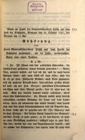 Untersuchungsakten über die in der Republik Bern im Jahr 1832 stattgefundenen Reaktionsversuche, 10. Untersuchungsakten gegen Johannes Desch, Gemeindeschreiber von Schüpfen