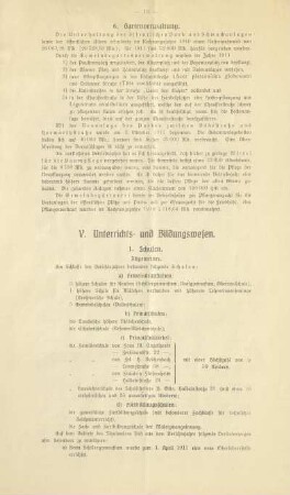 V. Unterrichts- und Bildungswesen