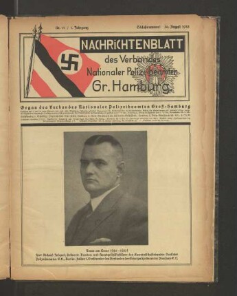 Treue um Treue 1924-1933! Herr Richard Josupeit, stellvertr. Bundes- und Hauptgeschäftsführer des Kameradschaftsbundes Deutscher Polizeibeamten E.V., Berlin (früher 1. Vorsitzender des Verbandes der Schutzpolizeibeamten Preußens E.V.