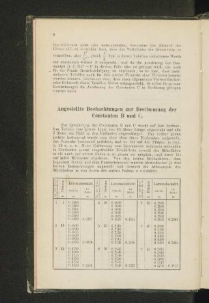 Angestellte Beobachtungen zur Bestimmung der Constanten B und C.