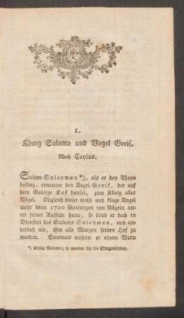 1. König Salomo und Vogel Greif. Nach Caylus