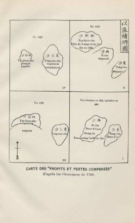 Carte des "Profits et Pertes compenses". D'après les chroniques de 1760