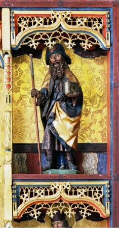 Spätgotische Retabel mit Strahlenkranz-Madonna — Heiliger Jakobus der Ältere
