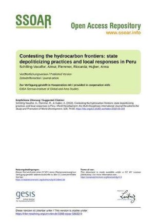 Contesting the hydrocarbon frontiers: state depoliticizing practices and local responses in Peru