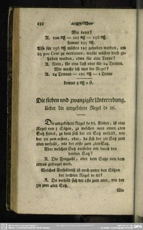 Die sieben und zwanzigste Unterredung. Ueber die umgekehrte Regel de tri