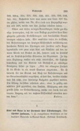 283-298 [Rezension] Zollmann, Theodor, Bibel und Natur in der Harmonie ihrer Offenbarungen