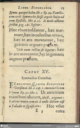 Caput XV. Symmachus Correctus