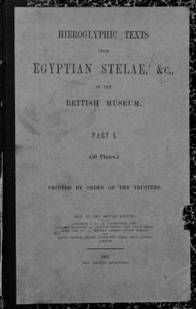 Hieroglyphic texts from Egyptian stelae, etc., in the British Museum, 1