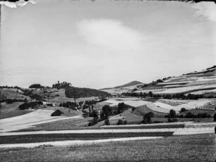Kasselburg : Blick über die Felder in Richtung der Ruine der Kasselburg