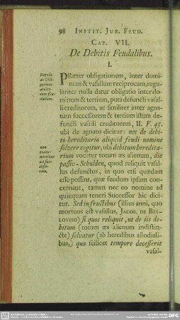 Cap. VII. De Debitis Feudalibus