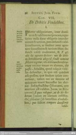 Cap. VII. De Debitis Feudalibus
