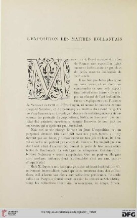 4. Pér. 5.1911: L' exposition des maîtres hollandais