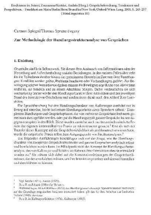 Zur Methodologie der Handlungsstrukturanalyse von Gesprächen