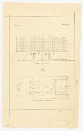 Eisenbahner-Siedlung: Wohnhaus Typ A Ansicht und Grundriss M 1:100