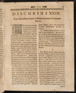 391-402, Discursus XVII. Reprehenditur nimiae Amatoriarum levitatum libertas.