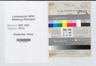 Entnazifizierung Heinz Koetscher , geb. 13.10.1906 (Studienrat)