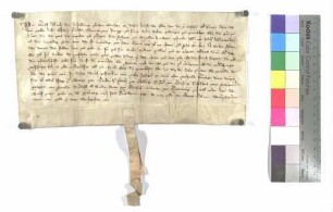 Kaufbrief Graf Ulrichs von Aichelberg gegen Graf Brun von Kirchberg über Güter und Leute zu Wiblingen