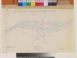 Die Schleuseninsel im alten Eiderkanal bei Holtenau vor 1885.