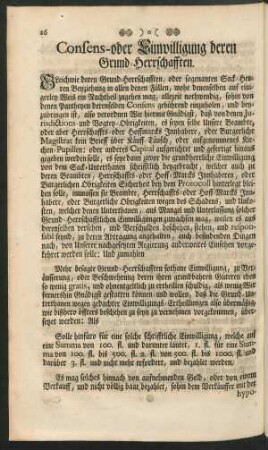 Consens-oder Einwilligung deren Grund-Herrschafften.