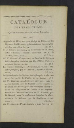 Catalogue des traductions