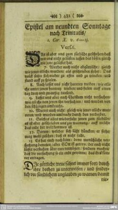 Epistel am neundten Sonntage nach Trinitatis
