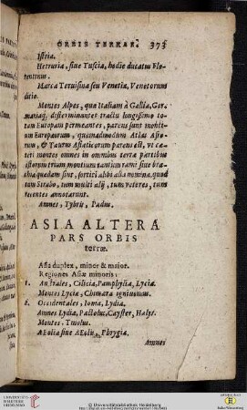 Asia Altera pars orbis terrae