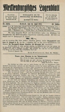 Nr. 23/24. Rostock, den 24. Juni 1921.