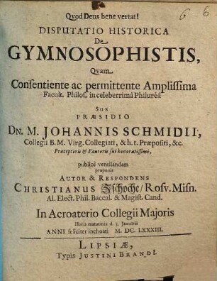 Disputatio historica de gymnosophistis