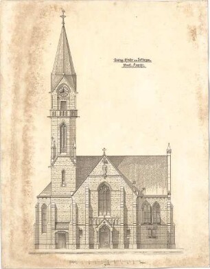 Dolmetsch, Heinrich; Ulm - Söflingen; Christuskirche mit Pfarrhaus - Nordseite (Ansicht)