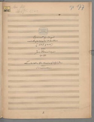 Orgelkonzert Nr. 2 in G-moll op. 177 - BSB Mus.ms. 4647#Beibd.1 : Bearbeitung für Klavier zu vier Händen vom Komponisten