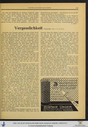 Vergesslichkeit.