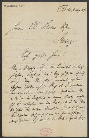 Brief an B. Schott's Söhne : 04.08.1893