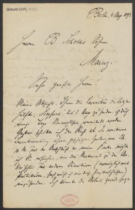 Brief an B. Schott's Söhne : 04.08.1893