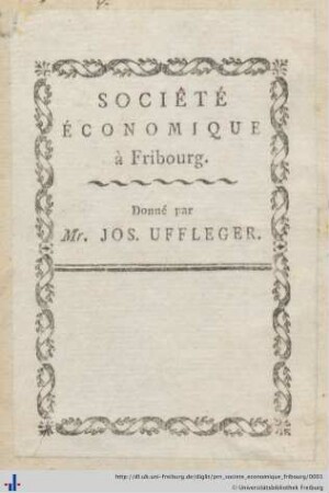 [Provenienz]: Société économique Freiburg im Üechtland