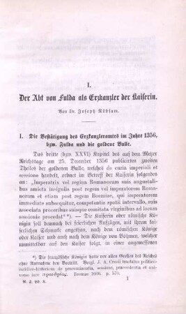 I. Der Abt von Fulda als Erzkanzler der Kaiserin.